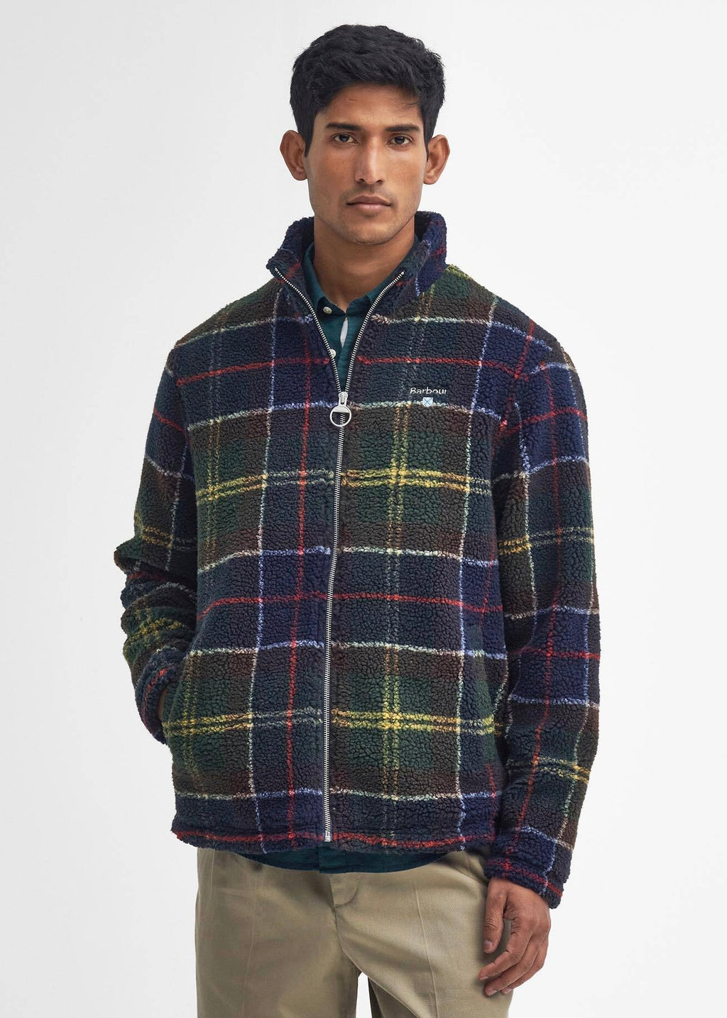Tartan Fleece Zip Trough Jakke