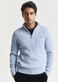 Cotton Cable Half Zip Genser