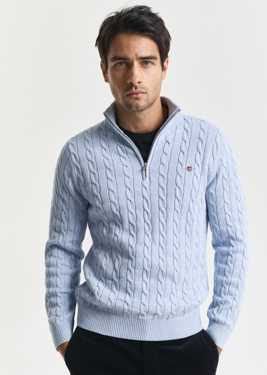 Cotton Cable Half Zip Genser