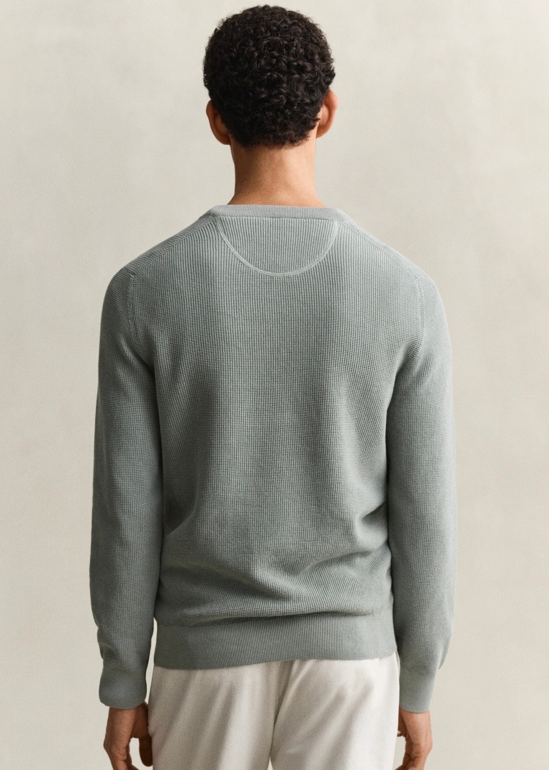 Micro Textured Cotton C-neck Genser