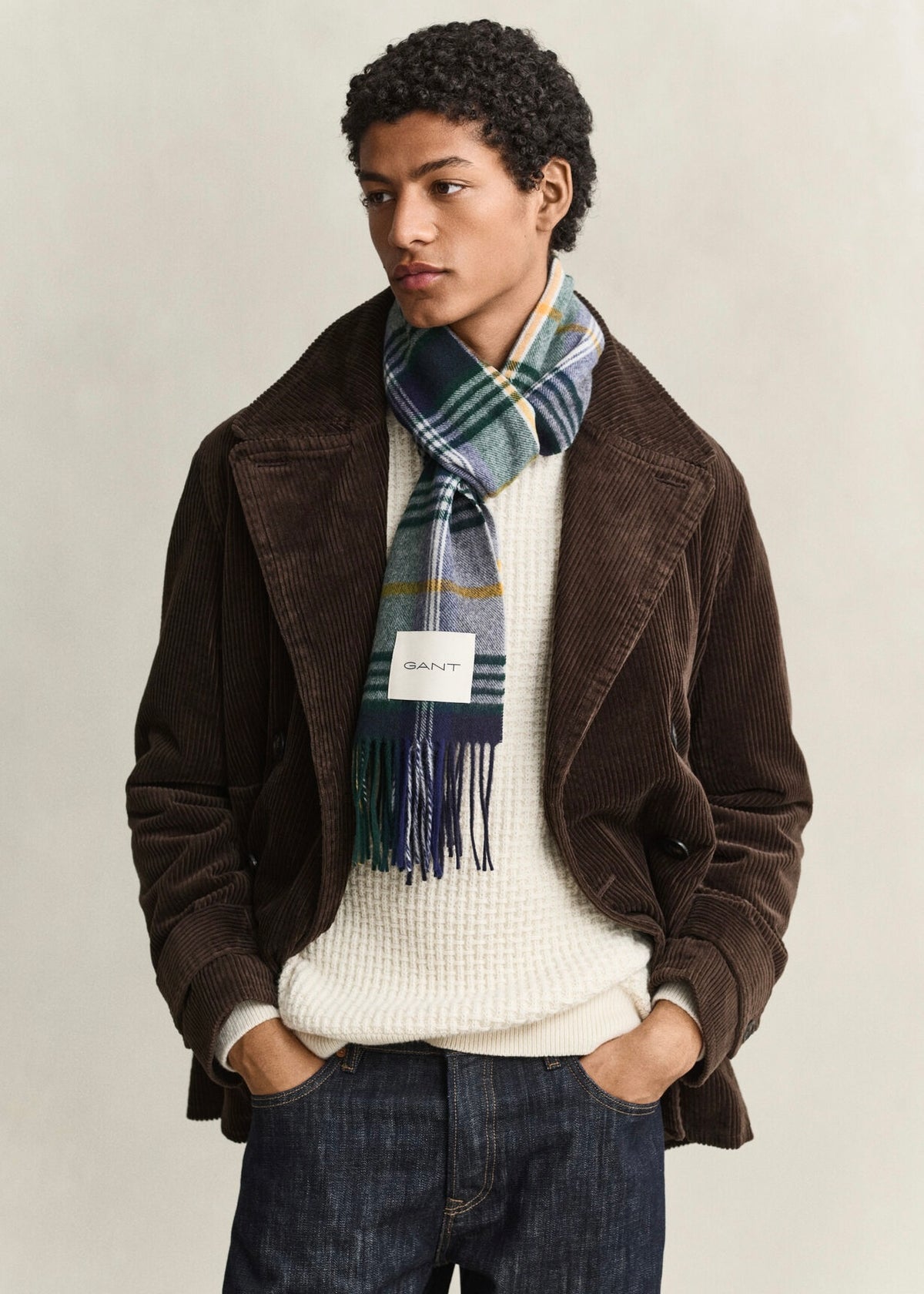 Checked Wool Scarf