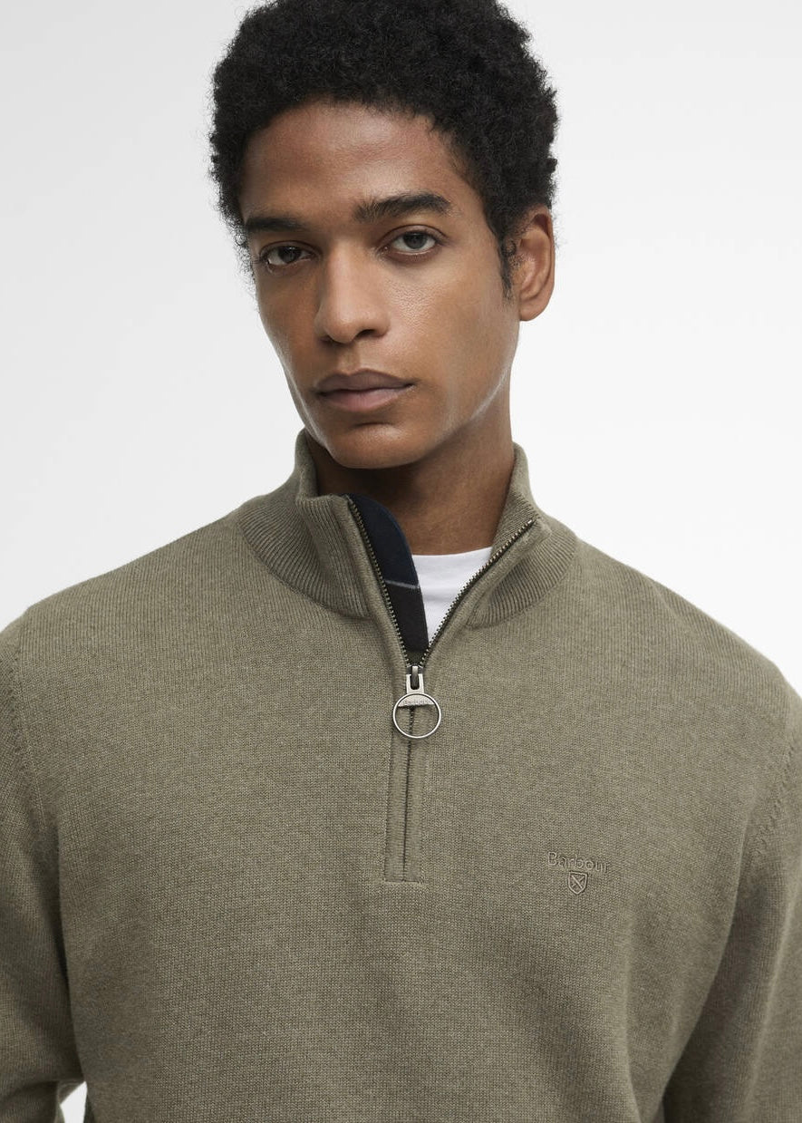 Cotton Half Zip Knitted Genser