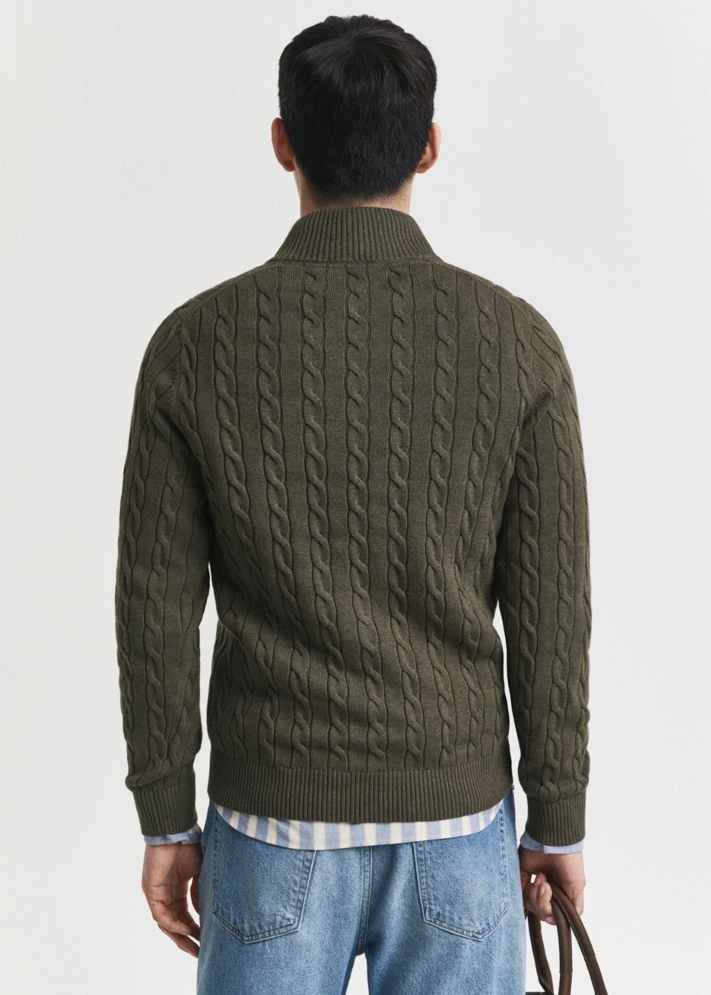 Cotton Cable Half Zip Genser