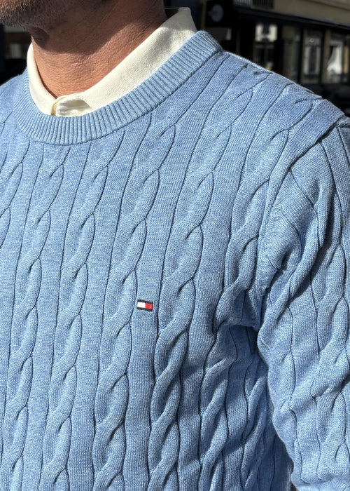 Classic Cotton Cable Crew Neck Genser