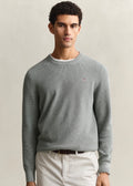 Micro Textured Cotton C-neck Genser