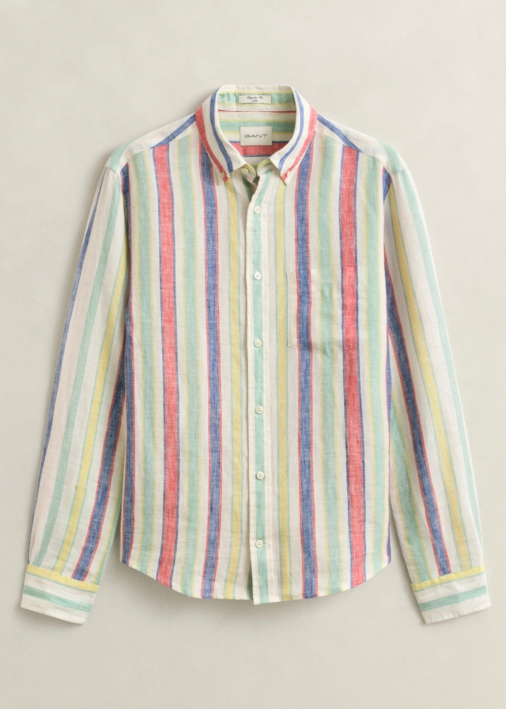 Reg Multistripe Lin Skjorte