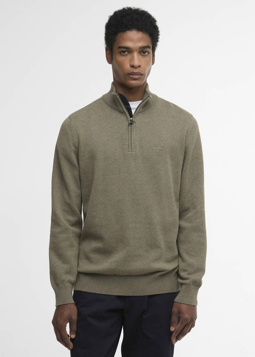 Cotton Half Zip Knitted Genser