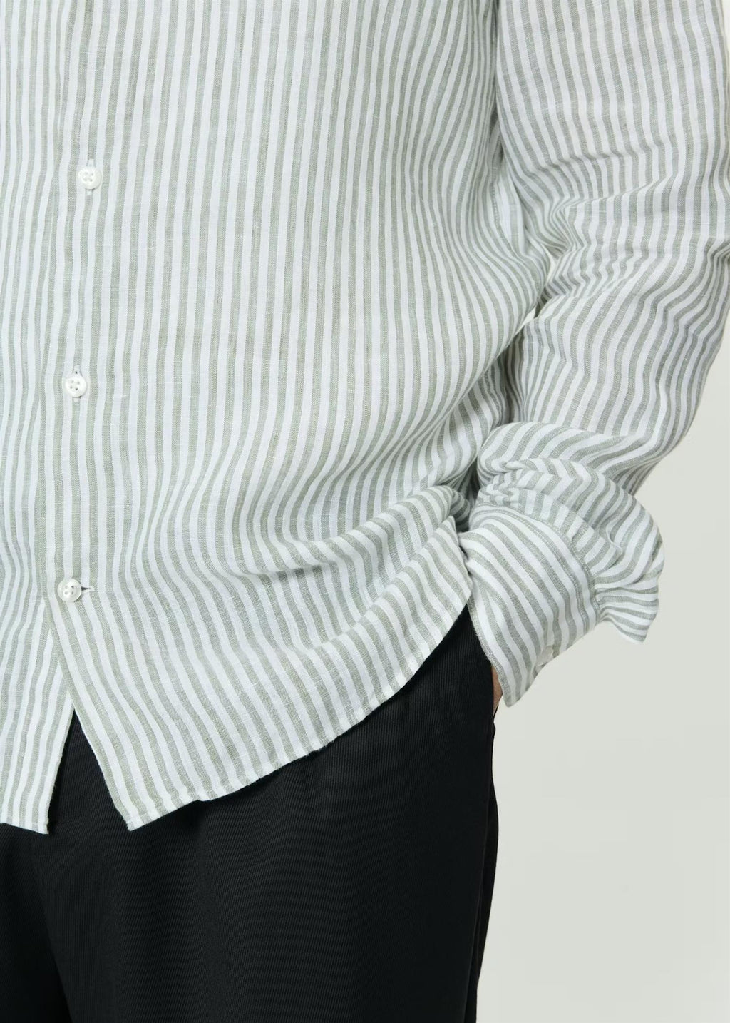 MAmarc Short Stripete Lin Skjorte