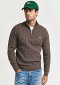 Cotton Cable Half Zip Genser