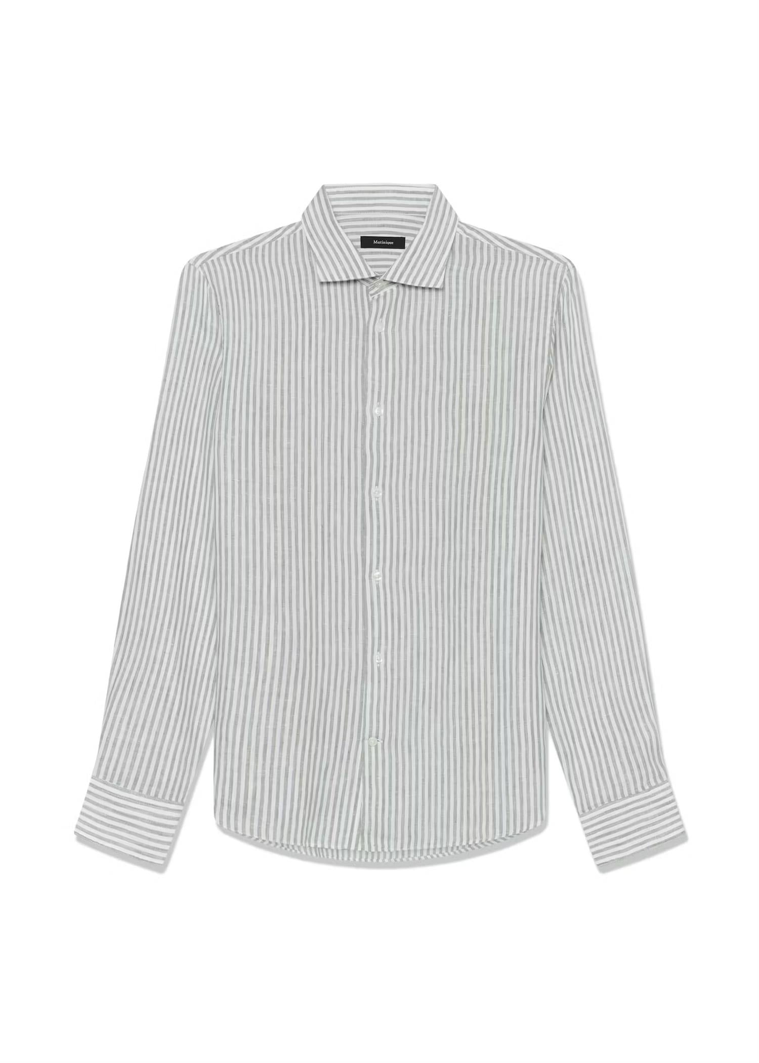 MAmarc Short Stripete Lin Skjorte