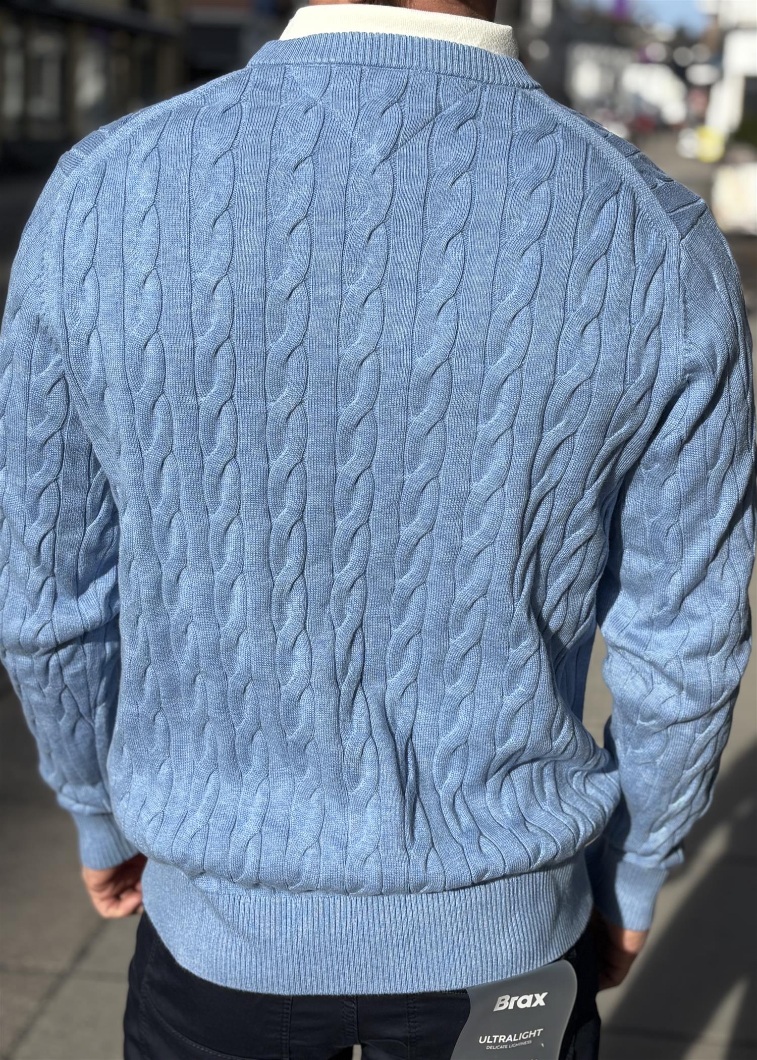 Classic Cotton Cable Crew Neck Genser
