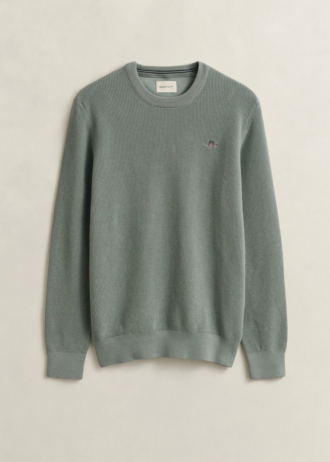 Micro Textured Cotton C-neck Genser