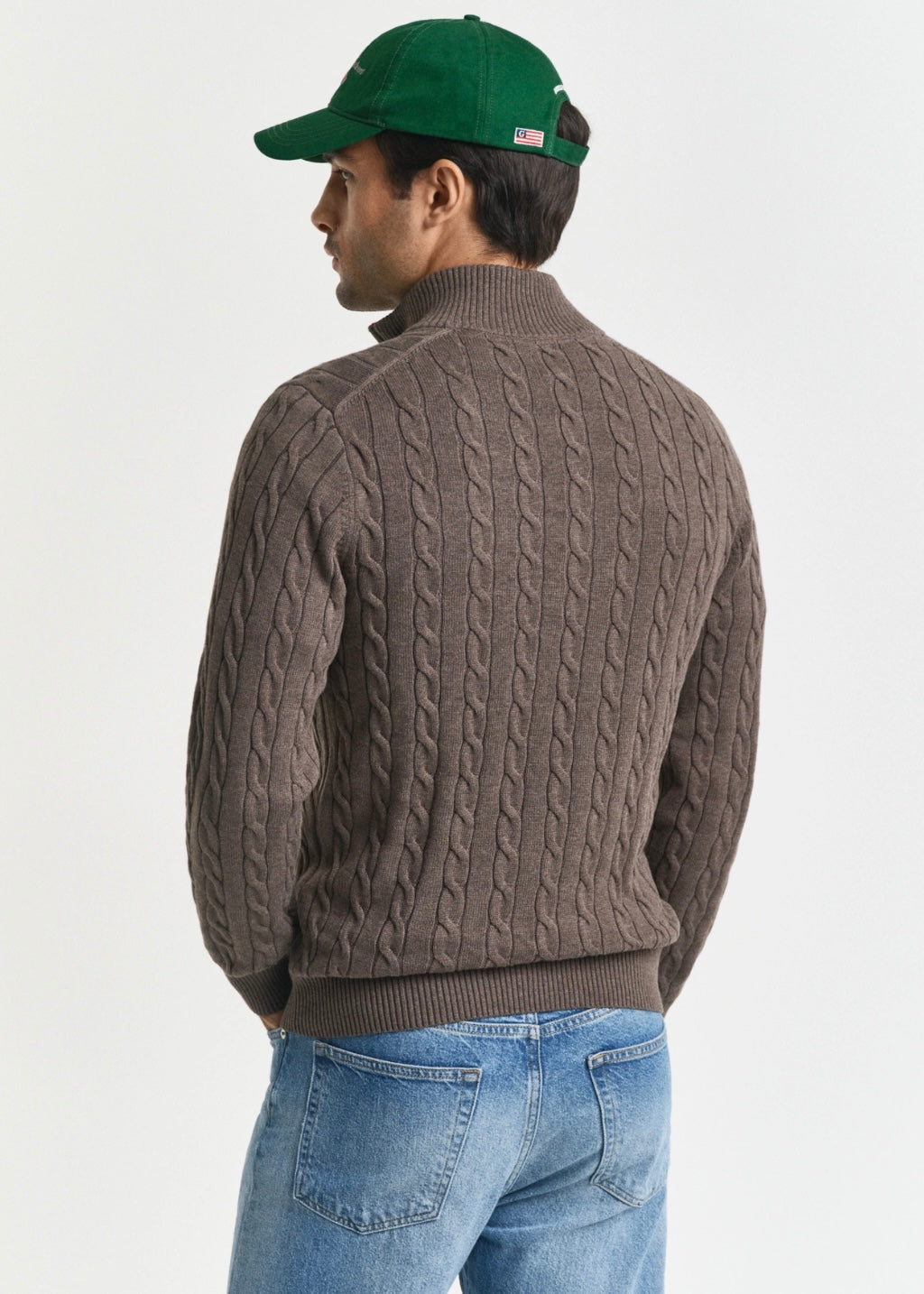 Cotton Cable Half Zip Genser