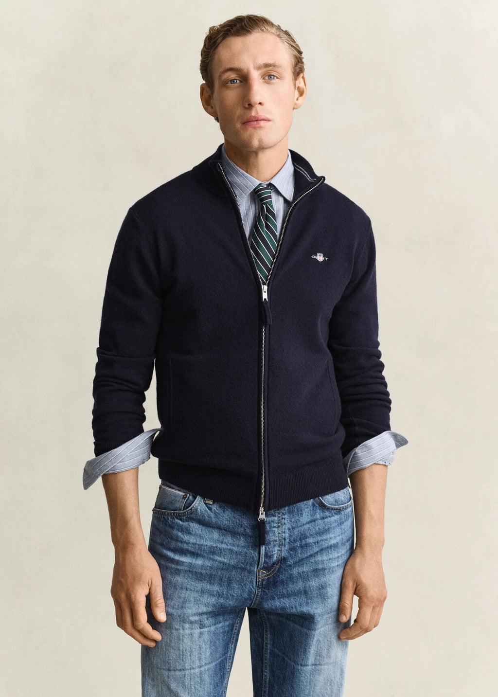 Superfine Lambswool Zip Cardigan