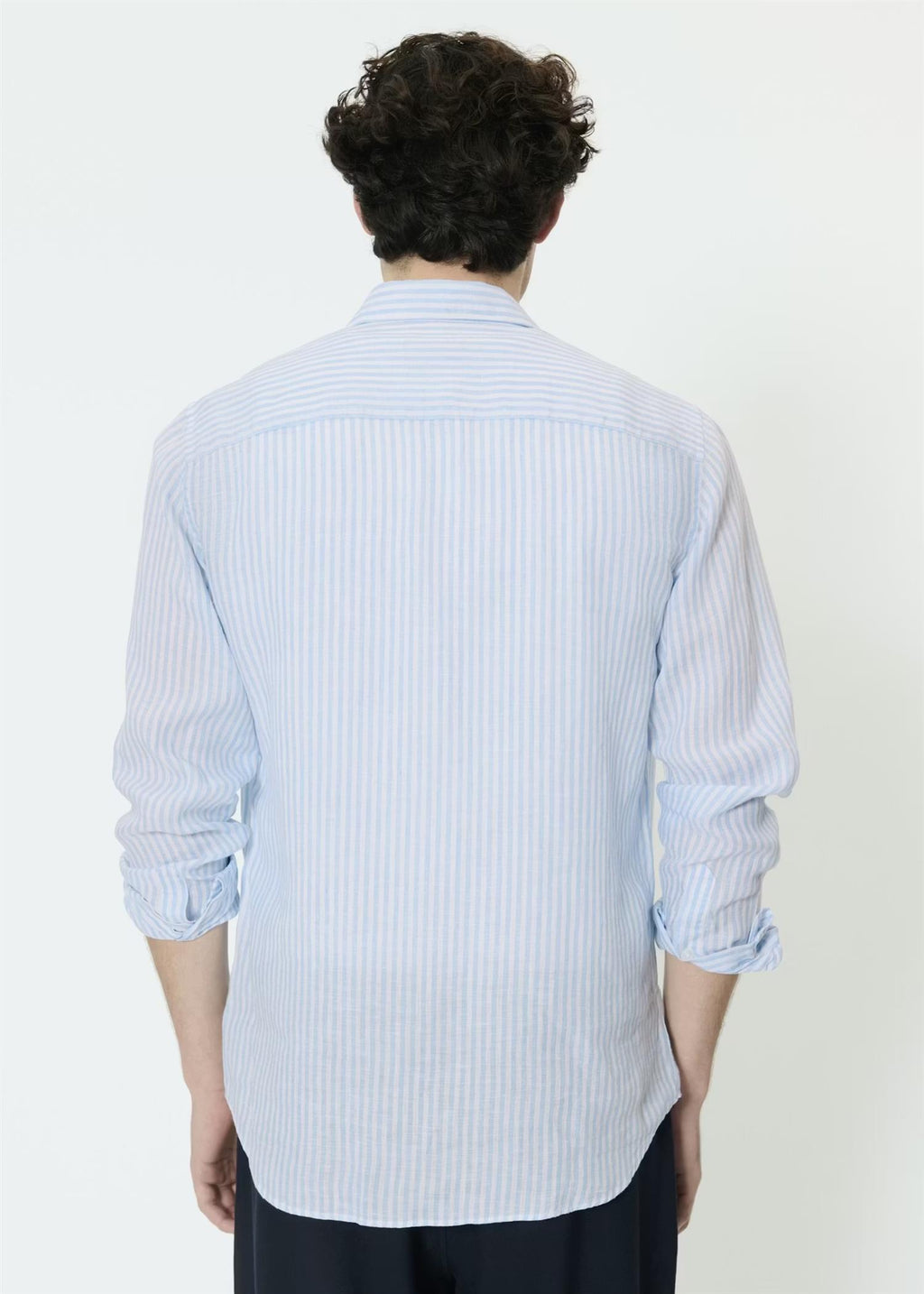 MAmarc Short Stripete Lin Skjorte