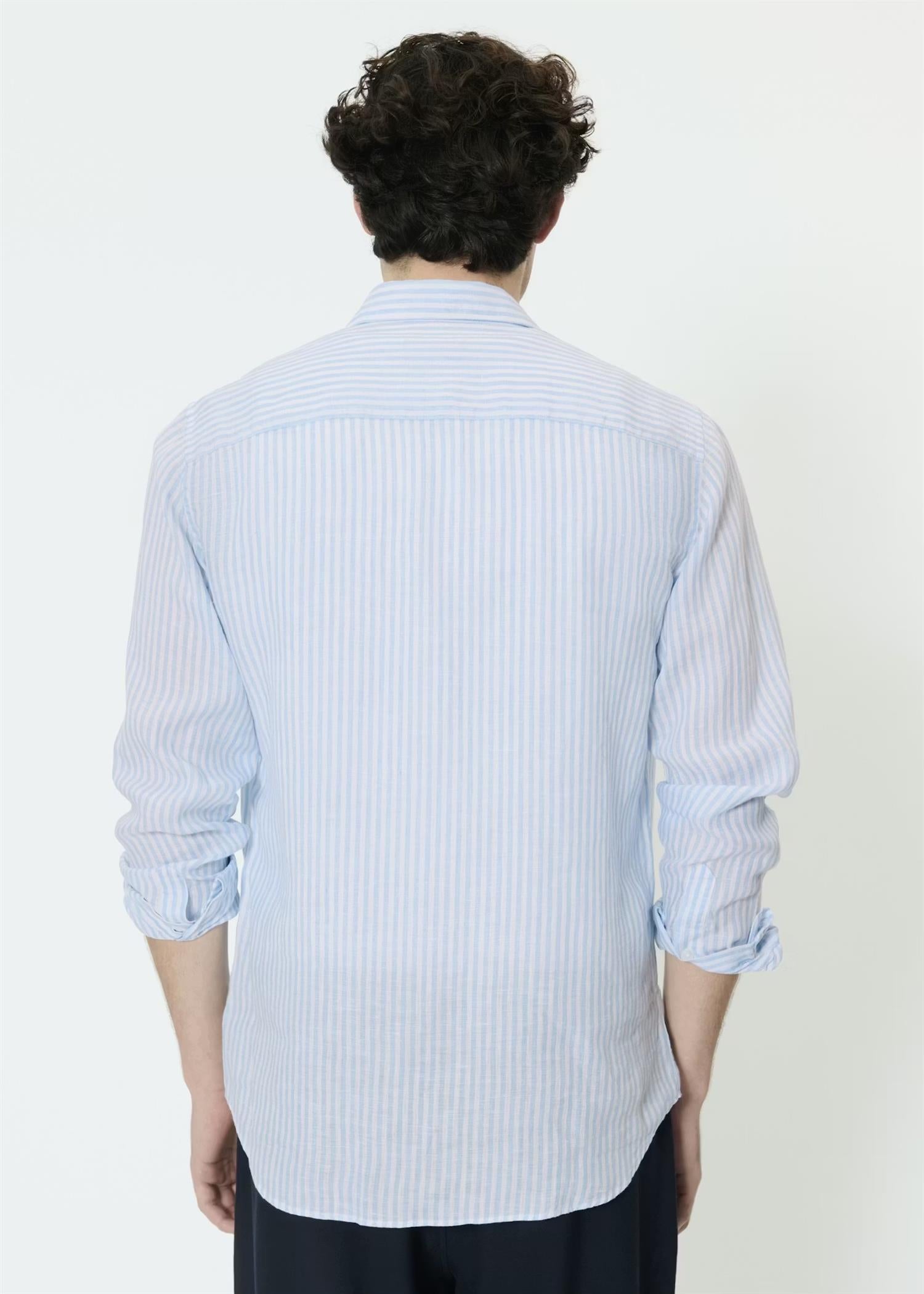 MAmarc Short Stripete Lin Skjorte